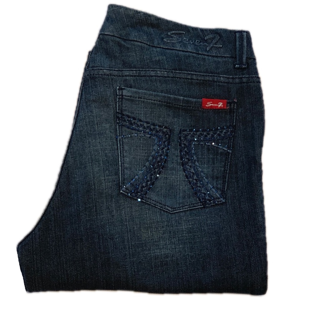 Seven7 Jeans Dark Wash Sz 12 Embellished Pockets